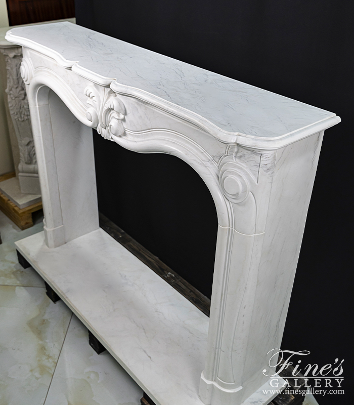 Marble Fireplaces  - Elegant Statuary White Marble Fireplace - MFP-2052